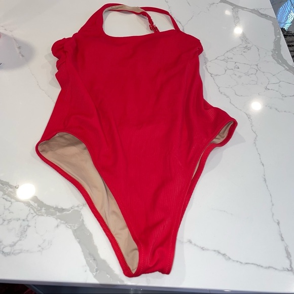 Women's Ribbed Asymmetrical One Shoulder One Piece Swimsuit - Shade & Shore - Picture 7 of 9